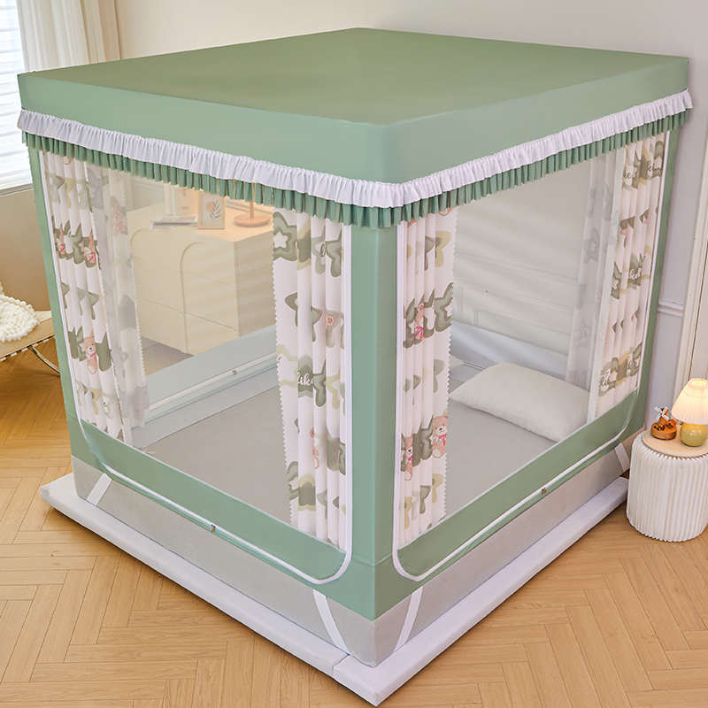 蚊帐家用2023新款遮光床帘一体式1.5*1.9m儿童防摔1米8大床回底款