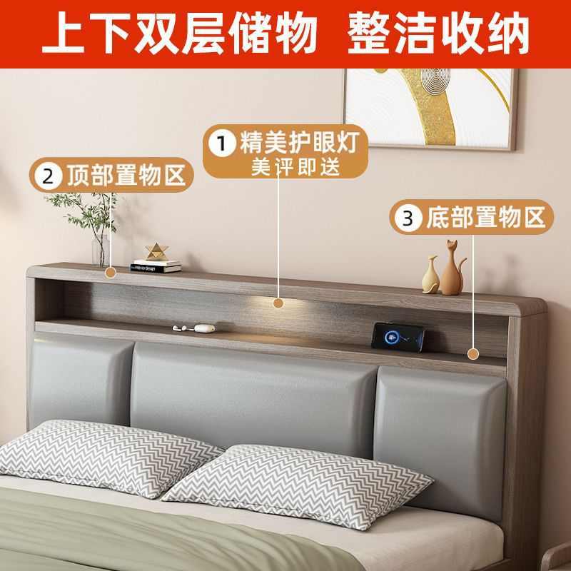 床实木床双人1.8x2米主卧家用1.5米小户型出租房民宿1.2m单人床架