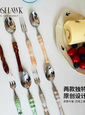 GOSHAWK西餐刀叉不锈钢叉子西餐具套组水果叉甜品勺家用餐具2件套