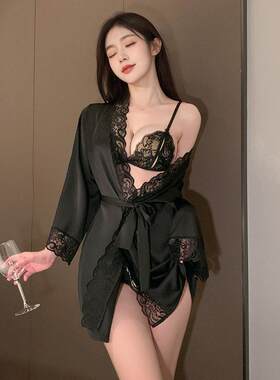 百搭缎面or网纱蕾丝花边睡衣浴袍私房纯欲内衣性感家居服透视睡裙