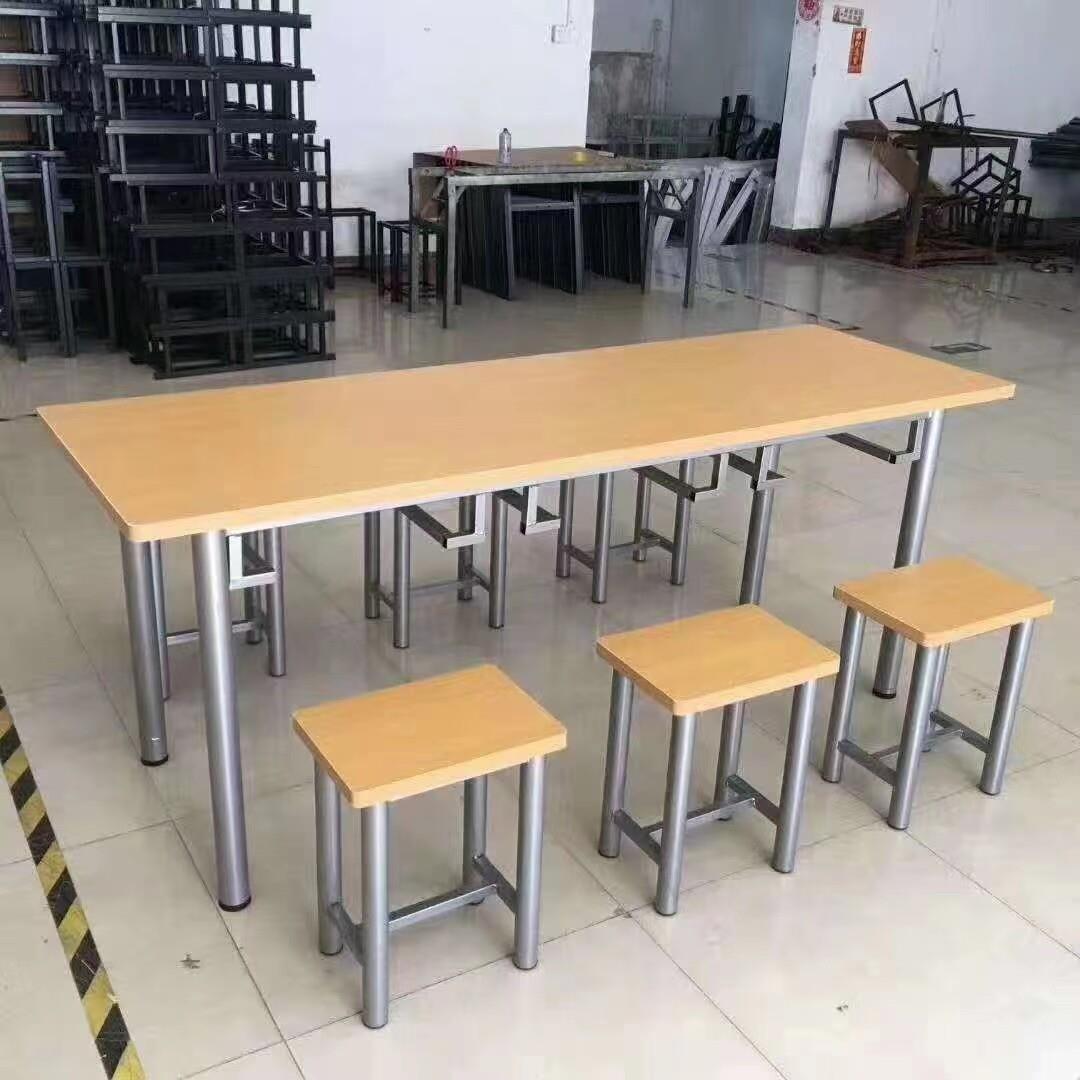 学校食堂不锈钢分体餐桌学校学生工厂餐桌椅 可挂凳桌省空间桌椅