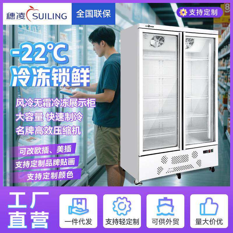穗凌冰柜展示冷冻柜大容量单温商用冰箱商超冷冻食品立式展示柜图片