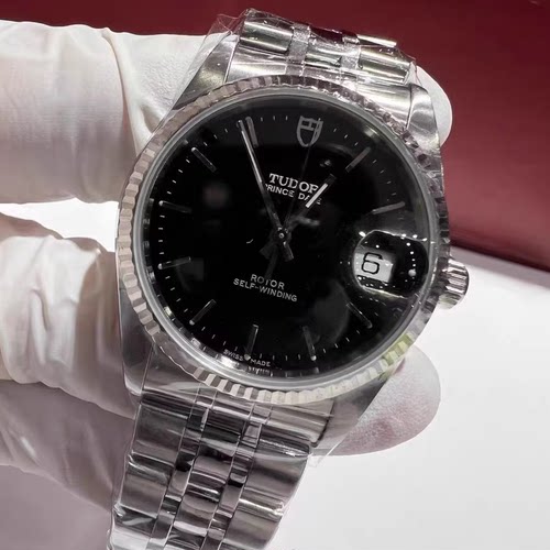 正品9.8新帝舵王子系列精钢18K白金圈自动机械表34MM男表74034