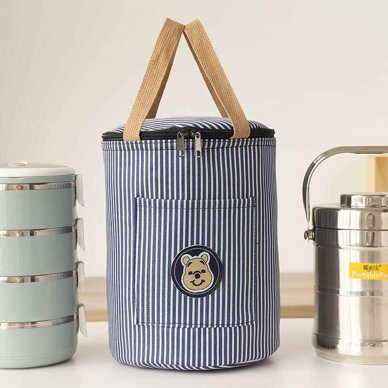 圆形保温便当盒袋铝箔加厚手提包上班族带饭装饭桶的