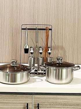 样板间厨房摆件组合软装饰品不锈钢锅具砧板展厅道具现代轻奢