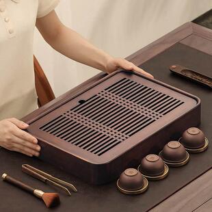 茶盘茶具托盘新款家用小茶台带排水竹制简易沥水干泡台蓄水式