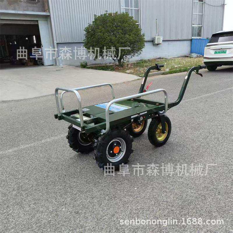 山地越野爬坡四轮手推车家用农用搬运平板车多功能手推电动鸡公车