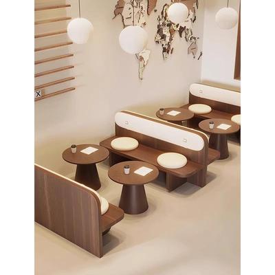 卡座桌椅组合餐厅酒店靠墙板式卡座沙发凳咖啡厅奶茶店商用餐桌椅