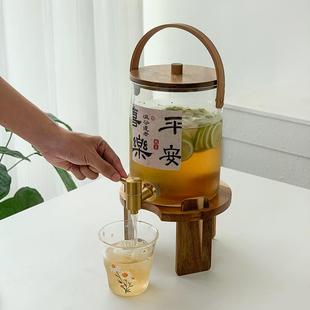 果汁壶饮料桶带龙头家用玻璃耐高温冷水壶大容量水果茶茶桶凉水壶
