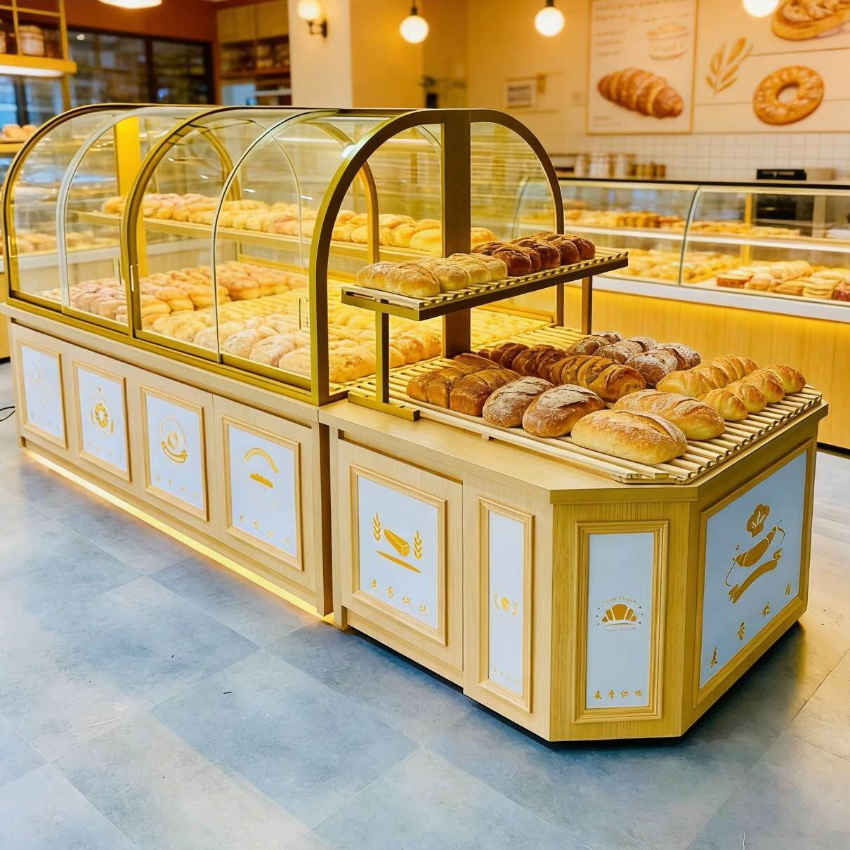 圆弧形玻璃面包展示柜蛋糕糕点展柜展示柜甜品饼干货架冷藏中岛柜