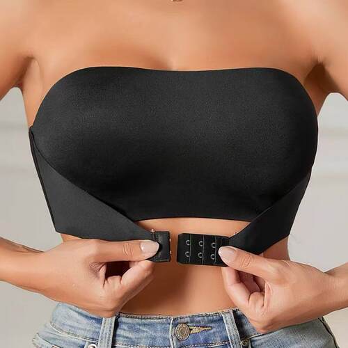 Front button bra, strapless, anti slip, chest hugging