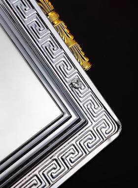 厂雕直供欧式简约托盘酒盘店长方形UIC原生钢家托防滑方形花托盘