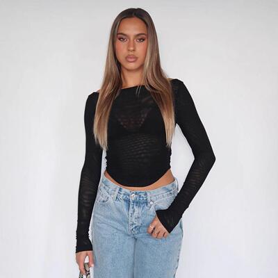 Summer Sheer Plain Slim Sexy Top Elegant and Stylish Design