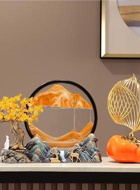 水漏晶发中财树流沙画创意摆件沙新式客厅饰禅意玄关酒柜X解压装