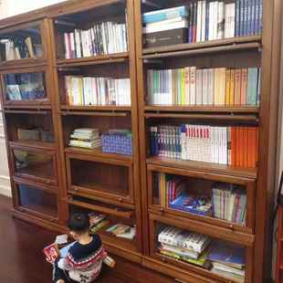 防尘实木璃地门书柜书架童储物柜玻卧室家用落组合客厅收LWW儿纳