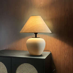 侘寂风手工陶罐台灯日式民宿设计师客厅卧室床头装饰台灯