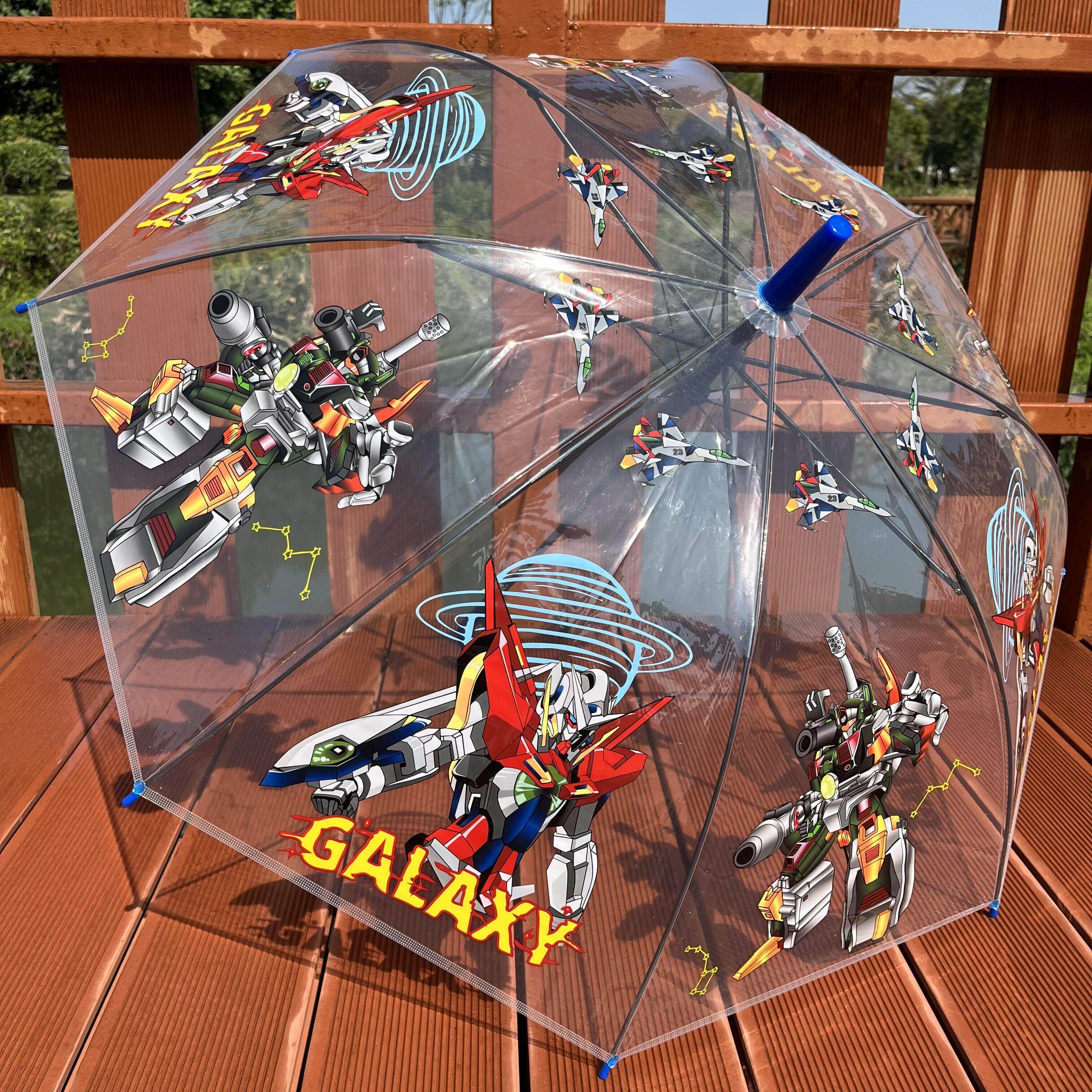 变形机器人透明儿童雨伞幼儿园创意变形卡通宝宝学生男女孩童长柄