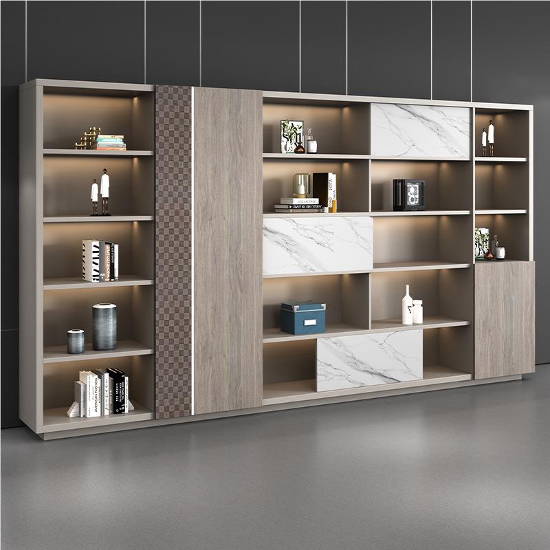 老板公室轻奢木质档案料柜文件储藏书柜子WJG-017办经理室背资景