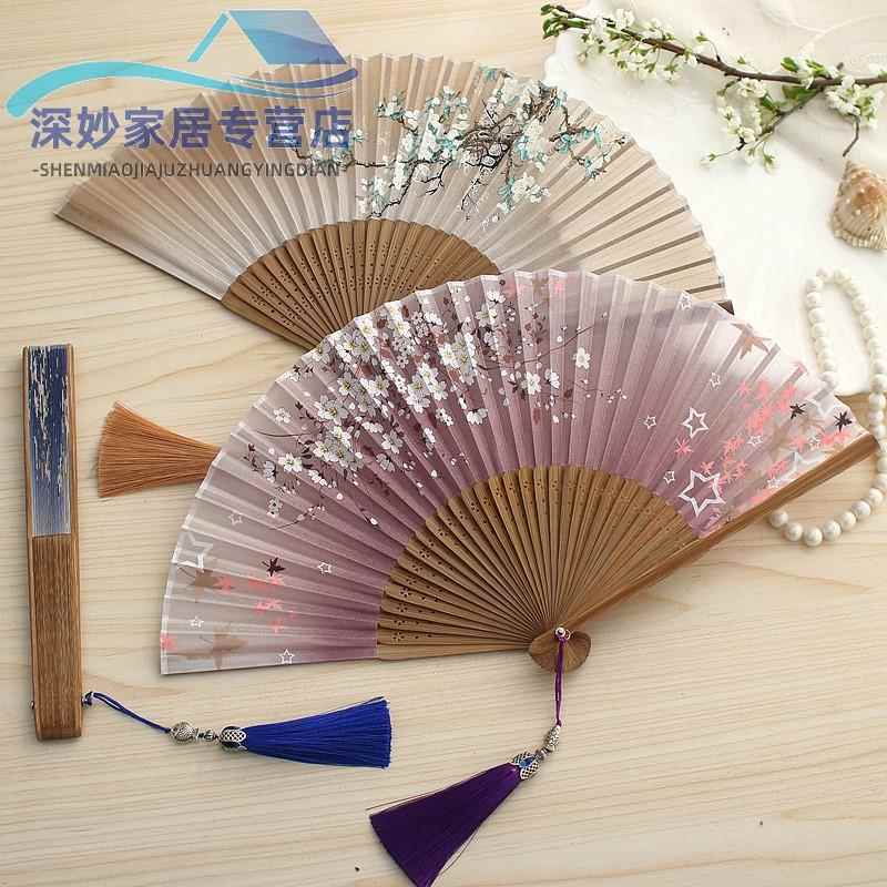 折扇女扇子中国风礼品扇古风汉服扇和风绫绢扇秋便携扇旗袍扇