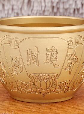 黄铜缸摆件金蟾米缸聚宝盆办公家居玄关储存器装饰金属工艺品