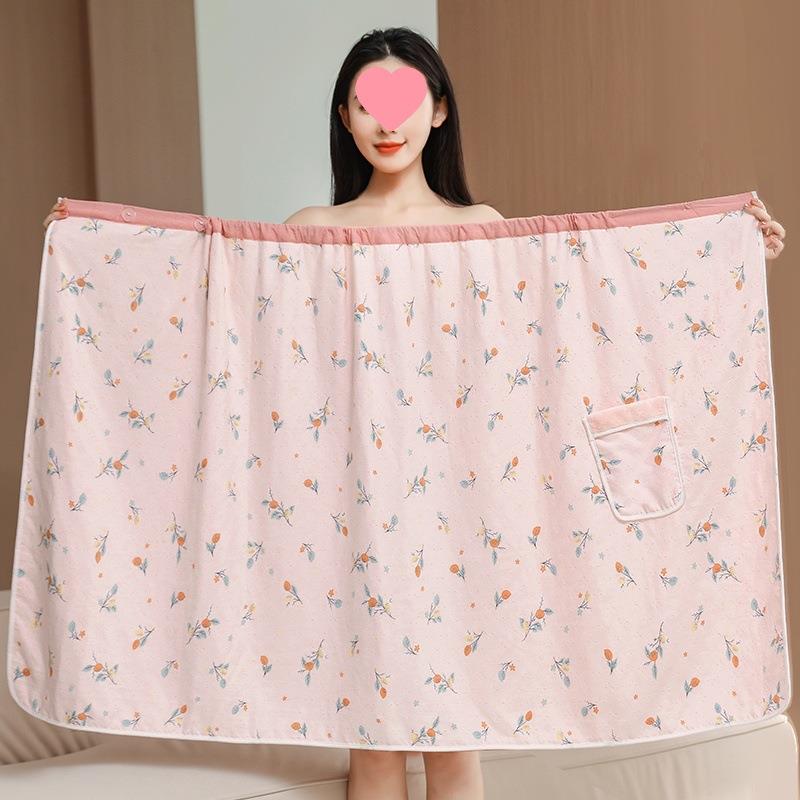 全棉吸水加厚大人抹胸浴裙裹巾2025新款浴巾女可穿可裹家用非纯棉