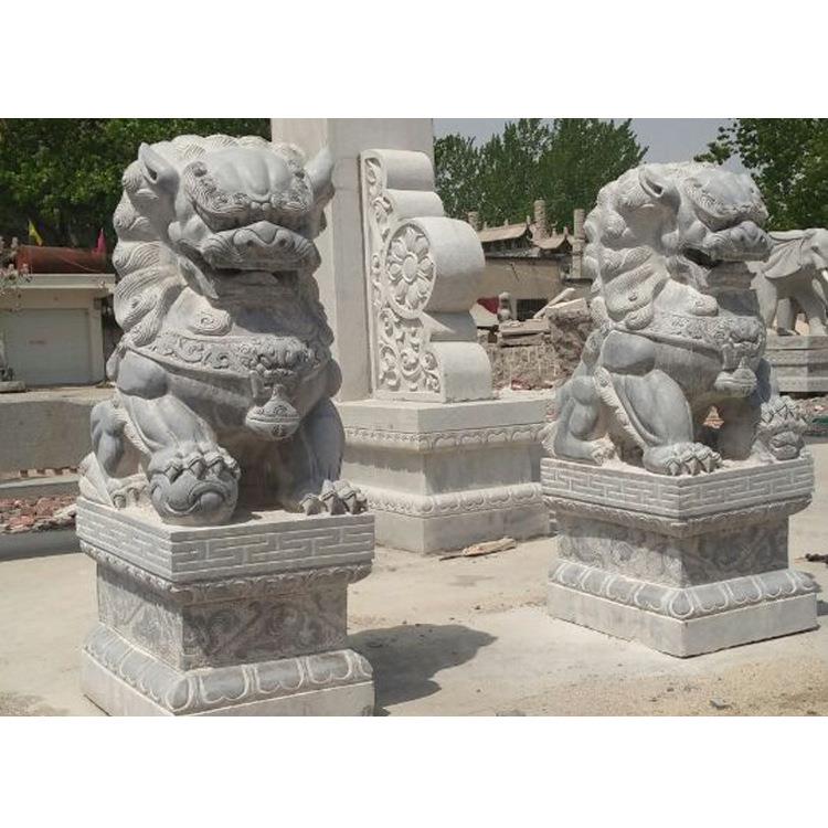 狮汉白玉动物石1988雕狮厂区大门石子一子对价钱卧头狮石刻图片