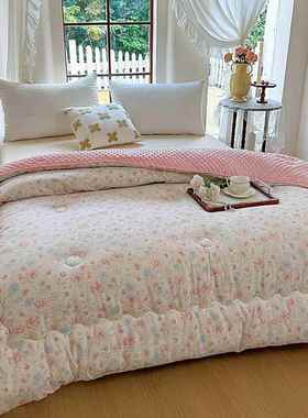 双层纱豆豆绒被子CYV被芯大豆纤维春被棉被冬被20秋5新款四秋季通