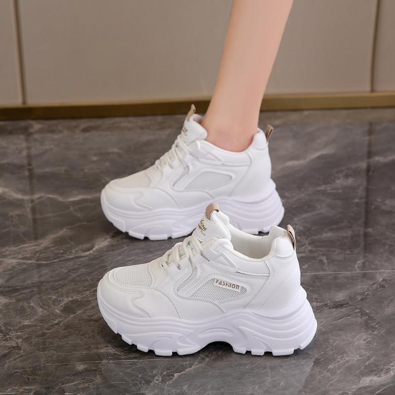 韩版内增高8CM女鞋2025年小白鞋厚底老爹鞋秋冬休闲运动鞋旅游鞋