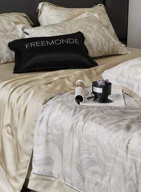 厂家直销天丝夏凉被四件套可机洗水洗夏季空调被双人凉被子高端轻