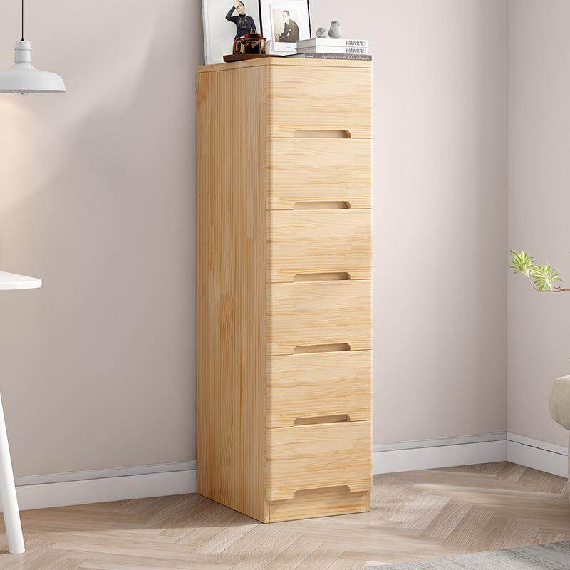 实木夹缝柜抽屉式窄松木斗柜缝隙收纳柜储物边柜床头柜柜子五斗柜