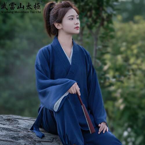 武当王也同款道袍cos服一人之下男女款三清领宽袖短袍练功服短袍