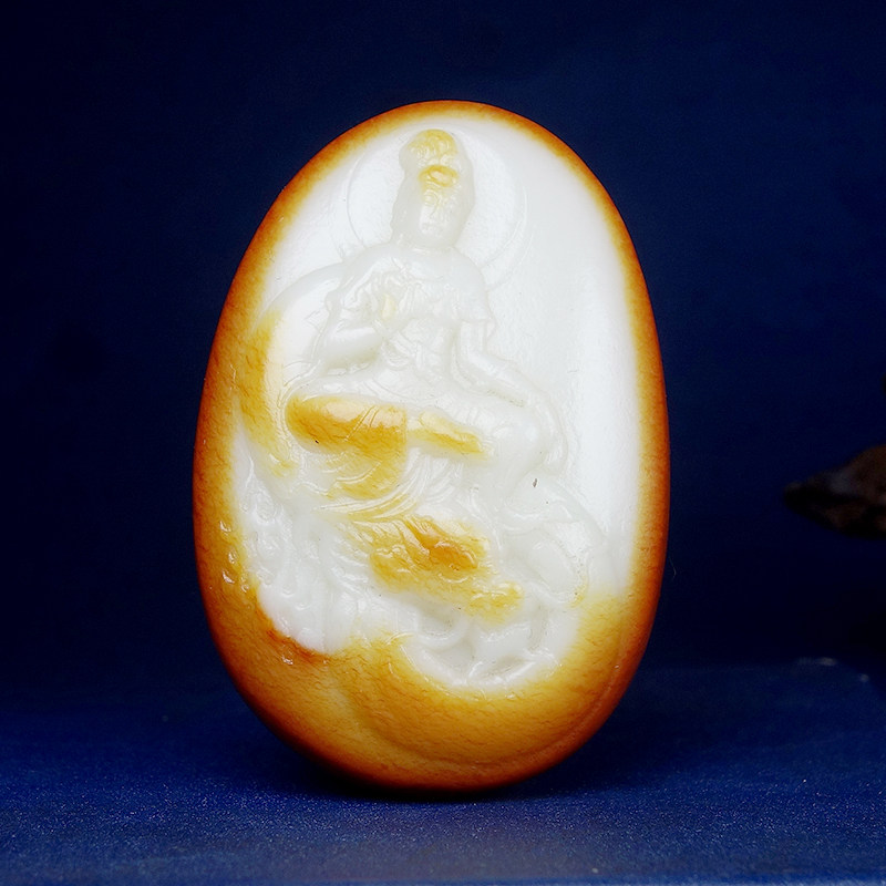 普渡众生新疆和田玉白玉籽料红沁皮苏工精雕观音吊坠挂件95.80g,珠宝/钻石/翡翠,颈饰,淘宝优惠券,粉丝福利购,淘宝优惠卷