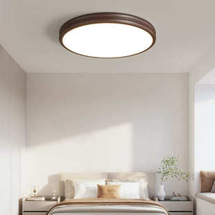 简护眼简约复古奶油法式 超薄网灯灯红房间极风吸顶灯圆形卧室现代