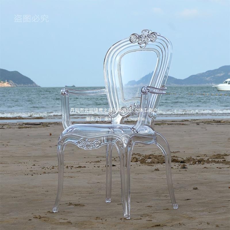 灵ZQL宫廷风轻奢网红水晶凳幽子力透明亚克梳妆背台化妆椅靠椅椅