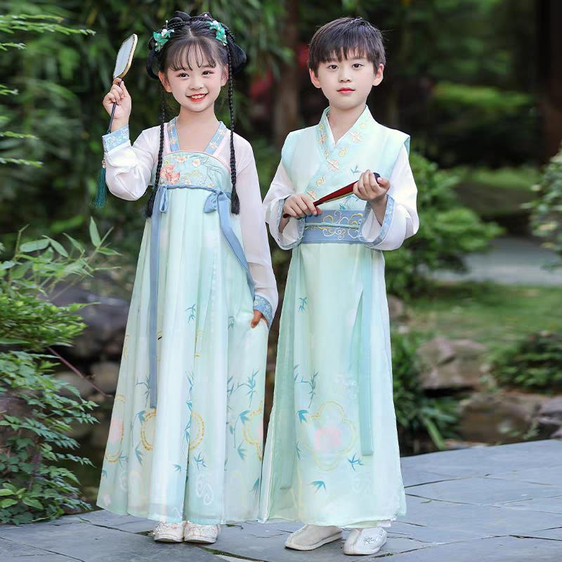 幼儿童古装男童汉服女童超仙气宋朝公子公主国学诗词朗诵演出服装