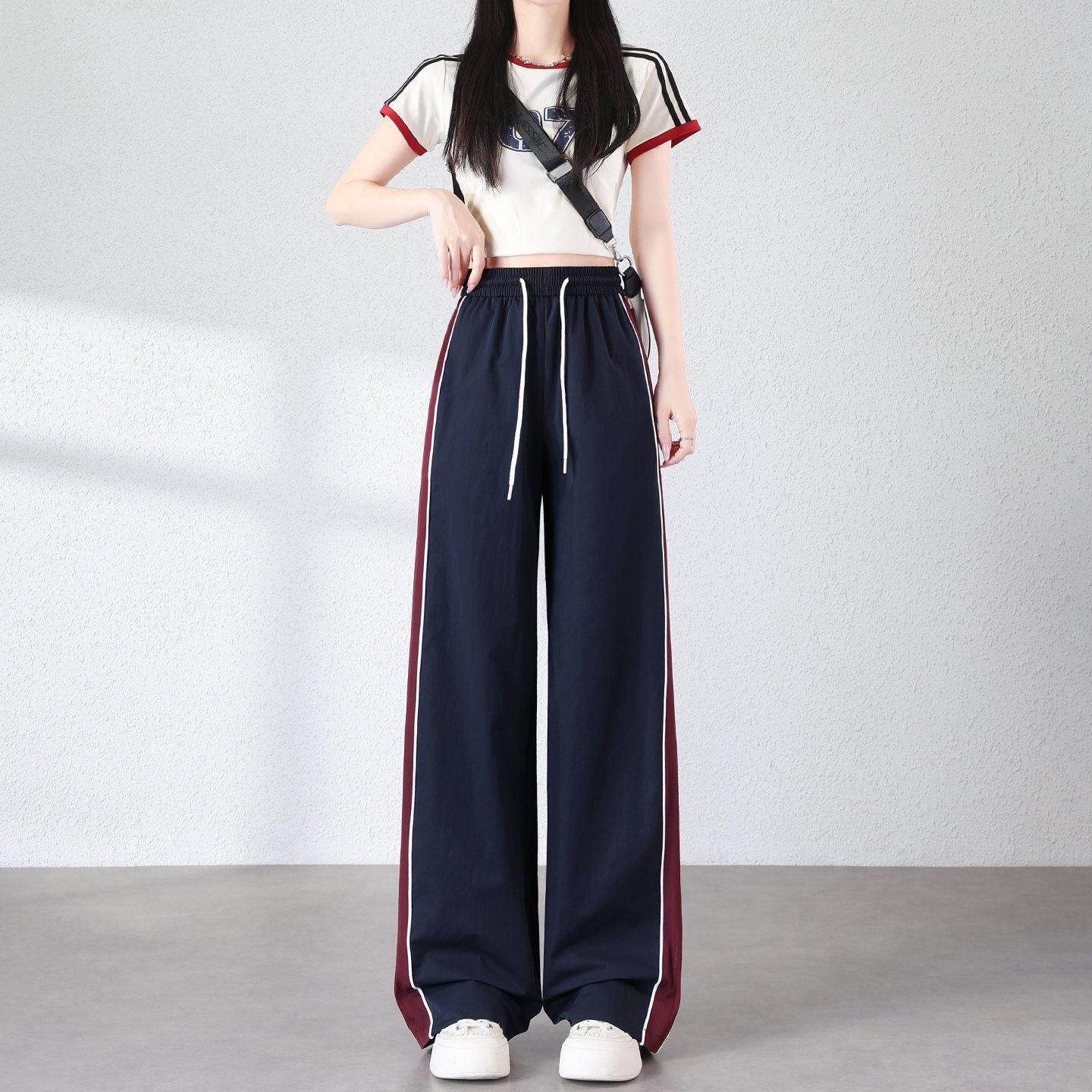 速干阔腿裤女春季2026新款宽松舒适梨形身材直筒裤高腰休闲运动裤