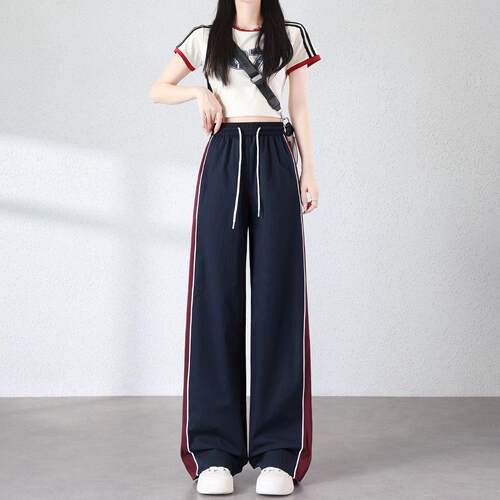 速干阔腿裤女春季2026新款宽松舒适梨形身材直筒裤高腰休闲运动裤
