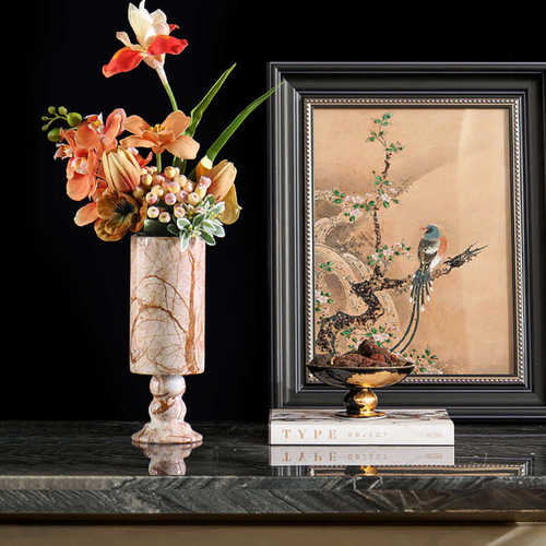 石花花瓶大理装软饰品简约感样板房现代器高级摆件摆件酒店