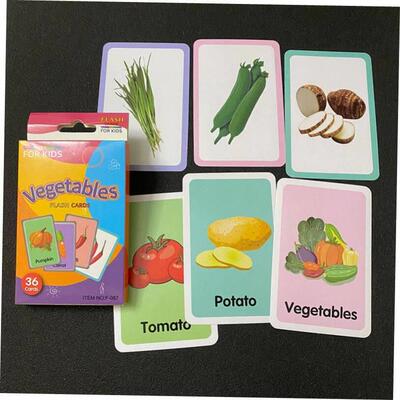 36pcs Flashcards Kids Montessori Baby Learn English Word Car