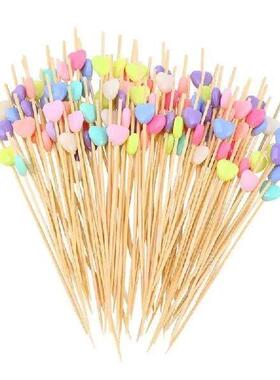 100 Pcs 12cm Cocktail Picks Creative Handmade Heart Shape
