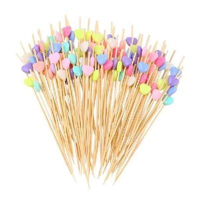 100 Pcs 12cm Cocktail Picks Creative Handmade Heart Shape