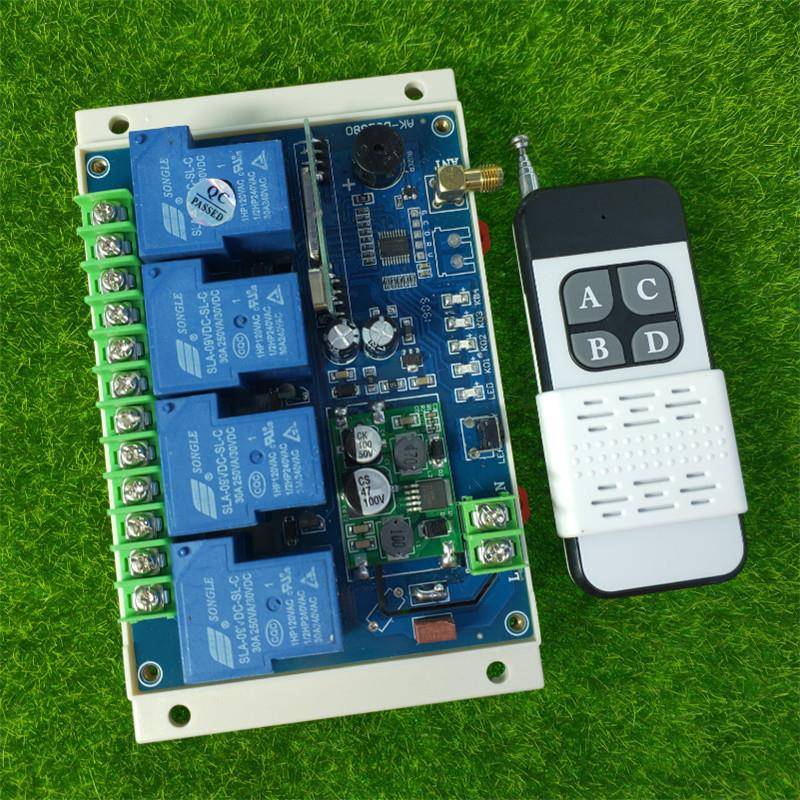 滑盖型4键无线遥控12V24v36v48V110v220V380V大功率30A四路控制器