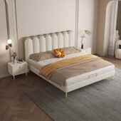 法式 奶油风科技猫爪皮艺床公主床主卧室婚床现代简约1.8m双人大床