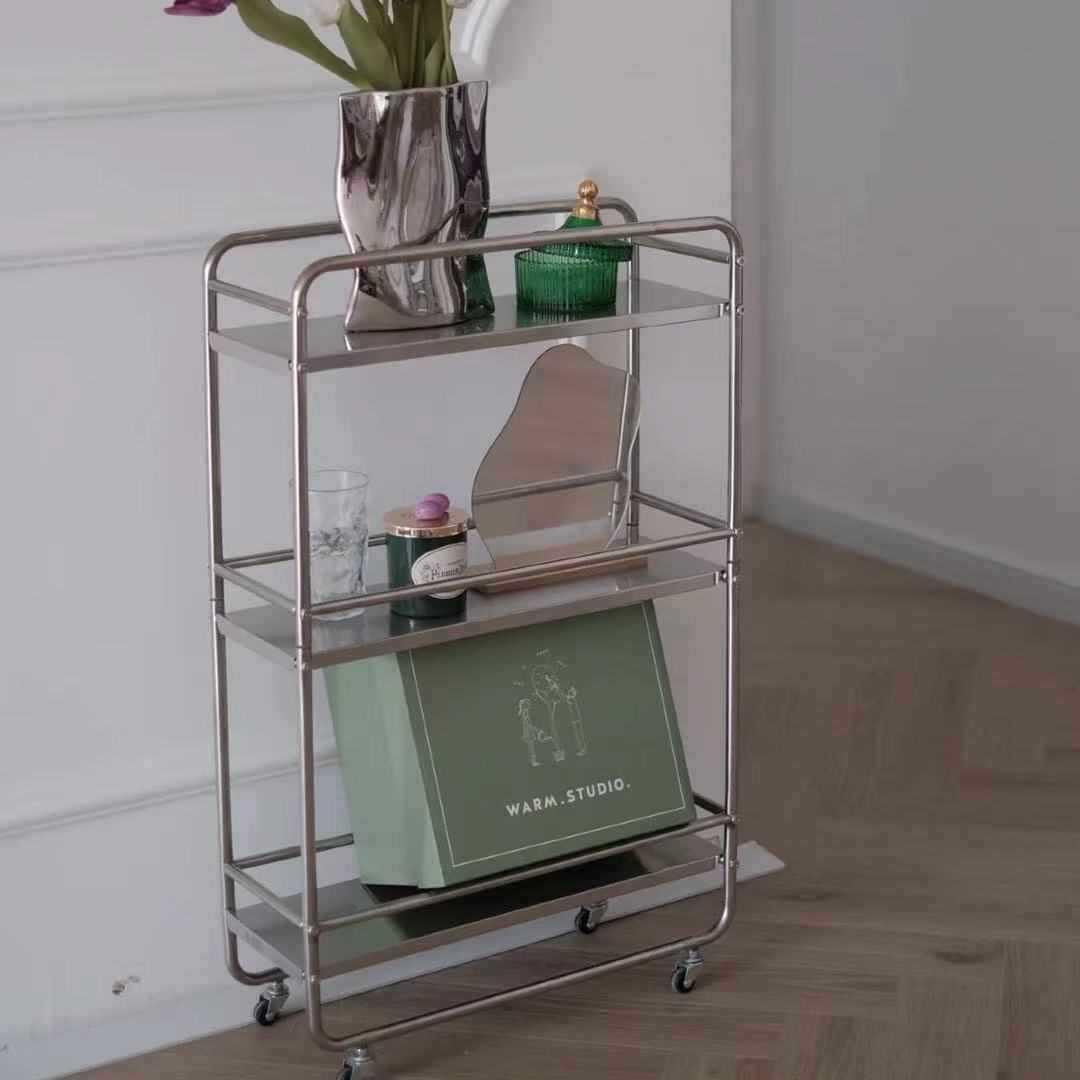 不锈钢厨房夹缝置物架浴室落地多层超窄冰箱缝隙墙角窄缝收纳E18