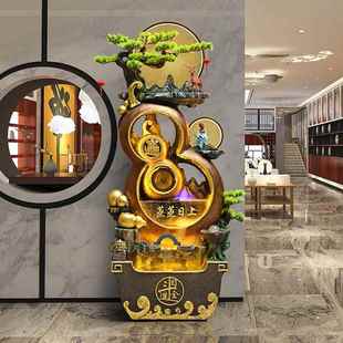 流摆件招财办公室公司风水客厅山535水假水循环水流山景观中式水