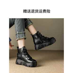 内增高马丁靴女2025新款厚底小个子不累脚鞋子超火加绒女靴子短靴