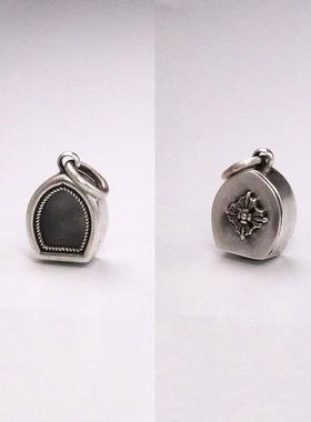 纯铜镀银做旧嘎乌盒系列素面迷你挂件复古小佛龛吊坠配饰项链