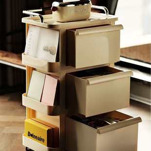 零食置物架客厅收纳柜高颜值可移动多层储物架子抽屉式饮料小推车