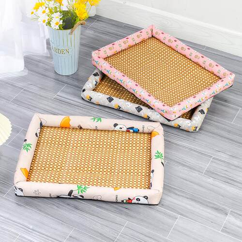 Summer Cooling Mat for Cats, Cool Bamboo Mat Pet Bed, Pet Co