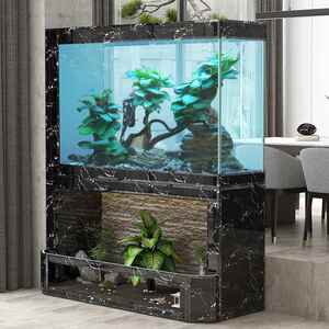 流水鱼缸落地家用客厅摆件循环水办公室玄关现代轻奢屏风式水幕墙